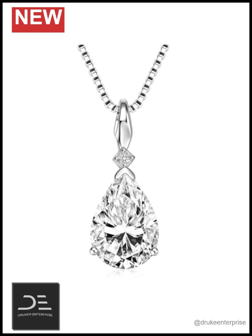 Moissanite Teardrop Necklace 925 Sterling Silver Pear Cut Pendant Women